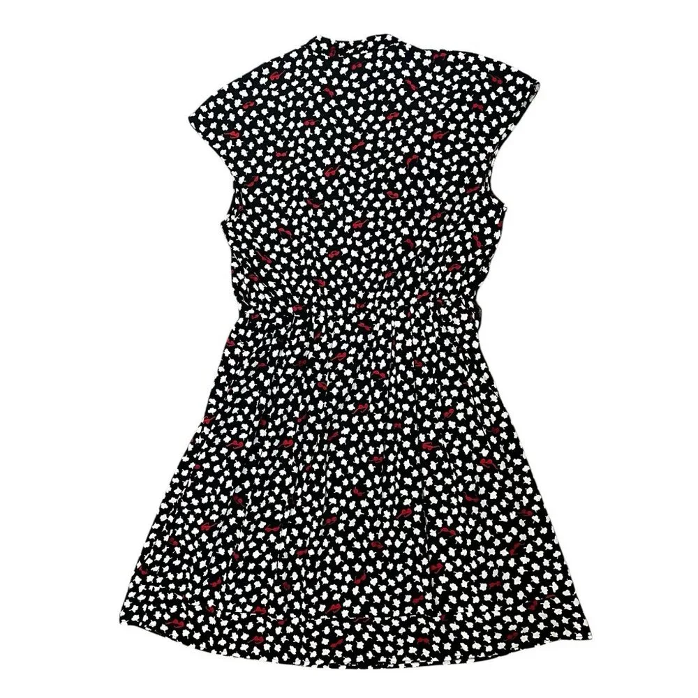 Anthropologie Maeve Odelia Black Floral Mini Dress Size Medium Sunglasses Pocket - Picture 3 of 15